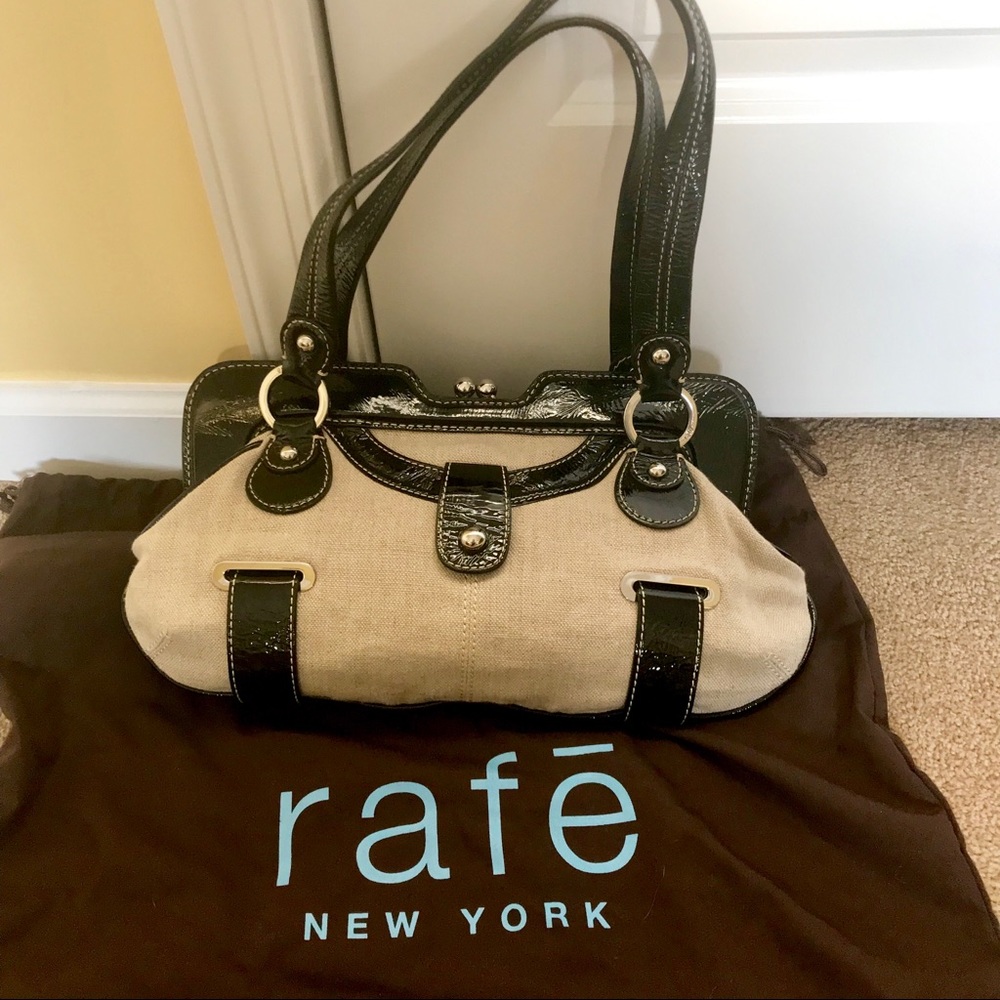 Rafe NWOT Linen & Patent Handbag